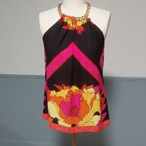 New York & Company Bold Floral Chain Halter Top